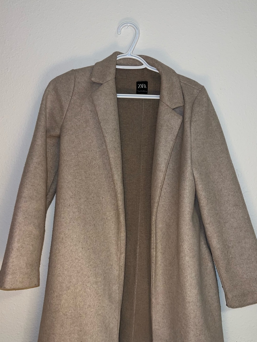 Zara Women's Beige Open- Front Trench Coat